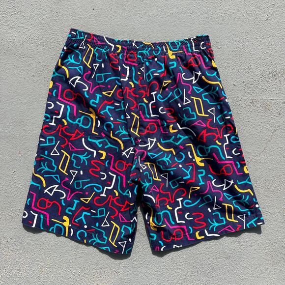 Vintage Gap Bold Neon Abstract Graffiti Squiggle Lounge Shorts MEDIUM - Picture 2 of 5